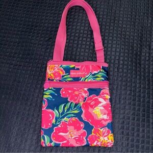 Simply Southern Hot Pink and Navy Floral Nylon Crossbody Bag